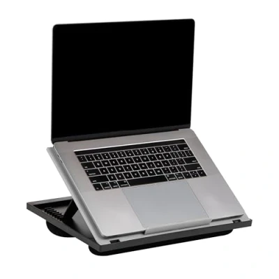 Afbeelding van Mind Reader Ankercollectie, verstelbaar, draagbaar 8 positiebureau met ingebouwde kussens, grijs, 11,12 D x 14,75 W 3 H