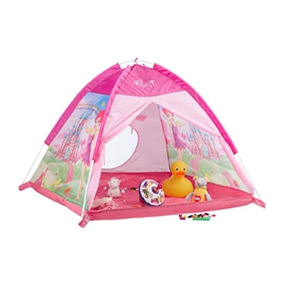 Afbeelding van Relaxdays speeltent meisjes roze kindertent speelhuis fee 3 jaar binnen, buiten