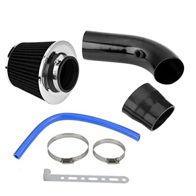 Afbeelding van Auto sportluchtfilter, 76 mm, 3 inch, universele luchtkoeling, luchtinlaatfilter, kit, koolstofvezel luchtinlaatsysteem met slang (koolstofpatroon)