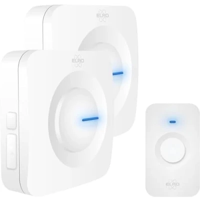 Afbeelding van Draadloze deurbel ELRO (Met 2 ontvangers, 300 meter, 110 dB, LED indicator, Wit)