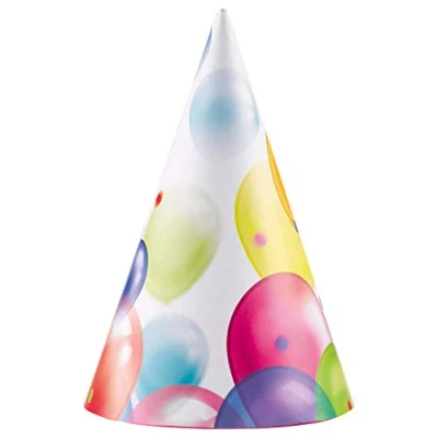 Afbeelding van Amscan Feesthoedjes Balloons Junior 16,2 Cm Papier 8 Stuks