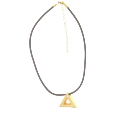 Afbeelding van Behave Ketting bruin met driehoek hanger goud kleur 41 cm