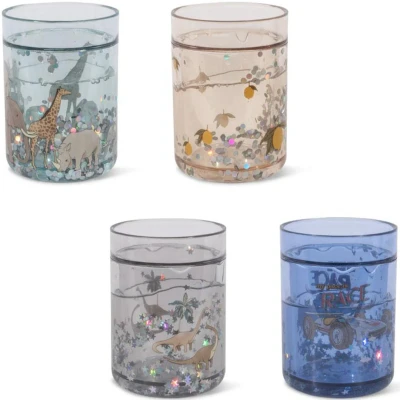 Afbeelding van Konges Sløjd 4 Pack Glitter Drinkbekers Blue Mix