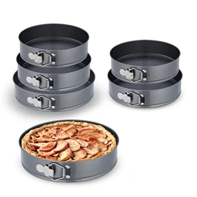 Afbeelding van Relaxdays springvorm 6 delige set taartvormen 24/26/28 cm antiaanbaklaag rond