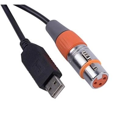 Afbeelding van USB naar DMX Controle Kabel RS485 Seriële Converter Adapter FTDI XLR 3Pin Podium Verlichting Apparaat (16ft, Zwart Shell)