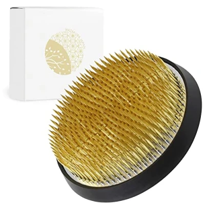 Afbeelding van Wazakura φ80mm Dichte Ikebana Kenzan voor glasbloemen gemaakt in Japan, Japanse bloemen schikken tool bloem pin kikker houder dunne glazen dicht messing