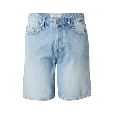 Afbeelding van ONLY &amp; SONS Heren Bermuda Jeansshorts gebleekt 5 Pocket Design, Colour:Light Blue, Size:S
