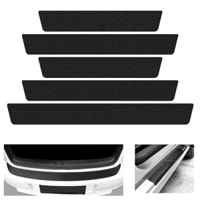 Afbeelding van 5 Stuks Auto Instaplijsten Protector Voor Ford Transit/Tourneo Custom 2023 2024 2025,Schopplaten Dorpellijsten Beschermers Drempel Sticker