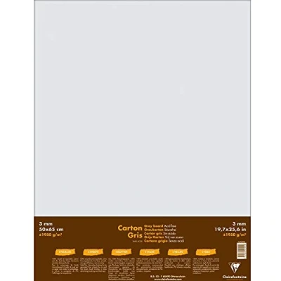 Afbeelding van Clairefontaine 93995C verpakking (met 5 vellen karton, 50 x 65 cm, 3 mm, 1950 g, ideaal voor modelbouw, licht en glad, 100% gerecycledd), delige verpakking, grijs