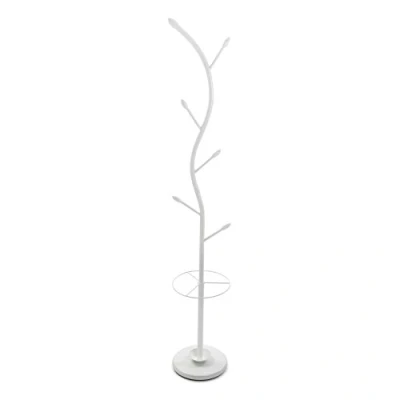 Afbeelding van Versa Derby Minimalistische stijl kapstok, met 6 kleding of tassenhaken hangers voor in de gang, Afmetingen (H x B H) 185 30 cm, Metaal, Kleur Wit