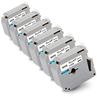 Afbeelding van 6x Labelwell compatibel voor Brother M K231 12 mm labeltape K231S MK231S MK231BZ Witte vervanging P Touch PT 65 60 90 M95 55 70 80 85, zwart op wit
