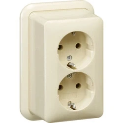 Afbeelding van Gira Opbouw wandcontactdoos randaarde 2 voudig 16A 250V creme wit