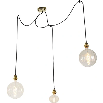 Afbeelding van QAZQA Hanglamp goud 3 lichts incl. LED amber dimbaar Cava Luxe
