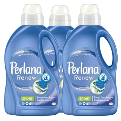 Afbeelding van Perlana Renew Sport Vloeibaar wasmiddel voor wasgoed en wasmachine, actieve verzorging, elimineert slechte geuren technische kleding, sportstoffen, 24 wasbeurten, 3 flessen à 1,44 l