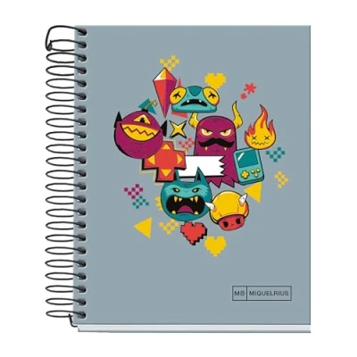 Afbeelding van Miquelrius A6 notitieboek, 140 vellen, 70 g/m², gelinieerd horizontaal 7 mm, 4 gekleurde strepen, zonder boren, hardcover, Level Up Collection