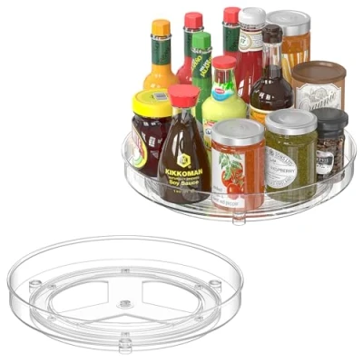 Afbeelding van Radikor Lazy Susan Roterende kruidenrek, 24 cm, 360 graden draaibaar dienblad, keuken, kruidenorganizer, bord voor koelkast, Susan, draaibare organizer specerijen, fruit, snacks