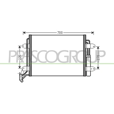 Afbeelding van PRASCO VG807C001 Condensor Airco Met droger 15mm 13mm Aluminium 580mm VOLKSWAGEN: Tiguan I (5N) 2.0 TFSI 4motion, TDI, TDI 1.4 TSI