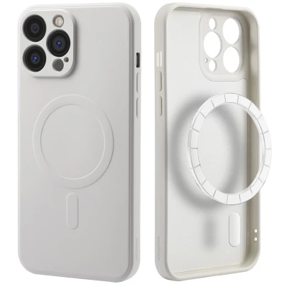 Afbeelding van Apple iPhone 13 Pro Max MagSafe Hoesje Siliconen en TPU (zacht) iMoshion Softcase/Backcover Beige Telefoonhoesje