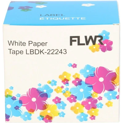 Afbeelding van FLWR Brother DK 22243 102 mm x 30.48 M wit labels