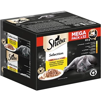 Afbeelding van 32x85g Selection in Saus Variaties Kuipjes Sheba Kattenvoer