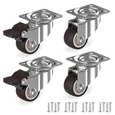 Afbeelding van RAVN HAMAN Set van 4 meubelwielen 25 mm Zwenkwielen met rem tot 15 kg per wiel Kleine rubberen wielen Voor binnengebruik Rustig rollend &amp; zacht vloeren vele soorten