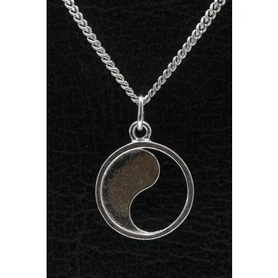 Afbeelding van Zilveren Yin Yang halfopen ketting hanger