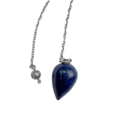 Afbeelding van Pendel Divinatorisch lazuriet, waterdruppelvormige slinger, wenskloer, natuursteen, vintage kristallen slinger voor wensroede, chakra, reiki, waarzeggerij (lazurit)