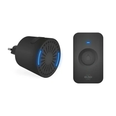 Afbeelding van ELRO DB2000 Draadloze Deurbel Set met Compacte Plug In Ontvanger Bereik 200 meter IP65 Waterdicht 64 Melodieën Zwart