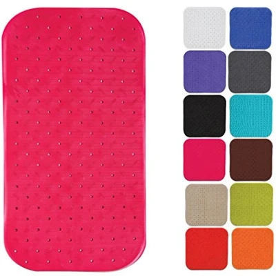 Afbeelding van MSV Douche/bad anti slip mat badkamer rubber fuchsia roze 36 x 76 cm Badmatjes