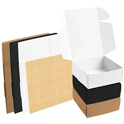 Afbeelding van Kurtzy 50 Pak Kraft Hobby Geschenk Doosjes Doos Meet 12 x 5 cm Makkelijk te Assembleren Bruine, Witte &amp; Zwarte Kartonnen Dozen Feesten, Verjaardagen, Huwelijken, Vakanties