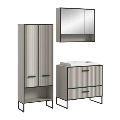 Afbeelding van Bagno badkamer 3 delen lichtgrijs, crèmekleurig.