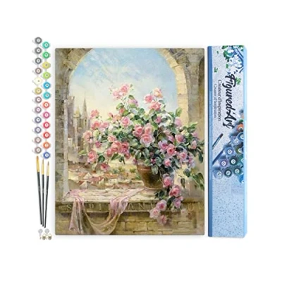 Afbeelding van Figured&#039;Art Schilderen op Nummer Volwassenen canvas Prachtig boeket Handwerk acrylverf Kit DIY Compleet 40x50cm zonder frame