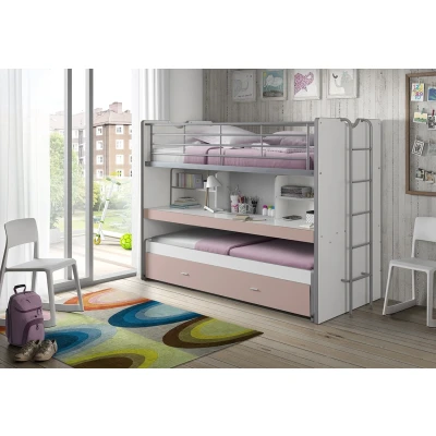 Afbeelding van KidsOnly Bonny Hoogslaper met Slaaplade en Bureau Wit/Roze