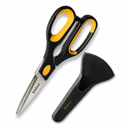 Afbeelding van Pro keukenschaar, heavy duty, vaatwasmachinebeendige schaar voor alle doeleinden, beoordeelde voedselschaar gebruikt kip, gevogelte, vis, vlees, salades, kruiden