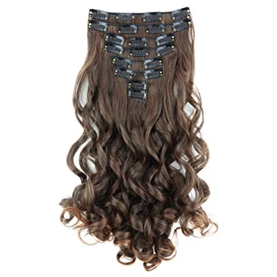 Afbeelding van CAISHA XXL 45cm 8 Delige Set CLIP IN EXTENSIONS Haarextensies Haarstukje Golvend Bruin Mix CES20 1