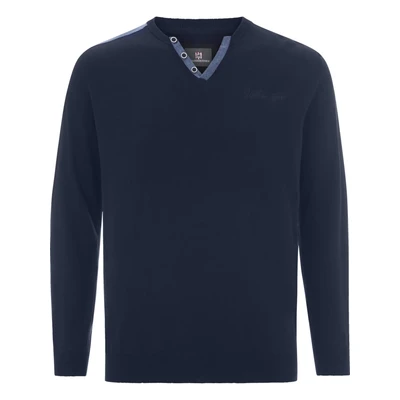 Afbeelding van Jan Vanderstorm trui fijn gebreid JORGIR Plus Size donkerblauw