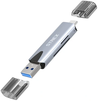 Afbeelding van Strex Kaartlezer Card Reader USB 3.0/USB C 2 In 1 SD Kaart/TF Kaart Geheugenkaartlezer