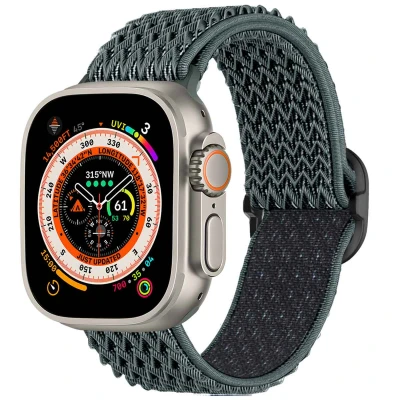Afbeelding van Apple Watch bandje Textiel Donkergrijs Geschikt voor Series 1 9 / SE Ultra (2)