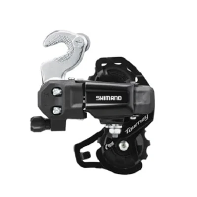 Afbeelding van Shimano Tourney/TY Tourney TY200 achterderailleur, 6/7 versnellingen, met BMX/Track beugel, SS korte kooi, Zwart