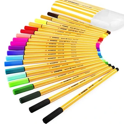 Afbeelding van Fineliner STABILO point 88 verpakking van 20 speciale sortering (20 + 2 stuks) inclusief extra in zwart