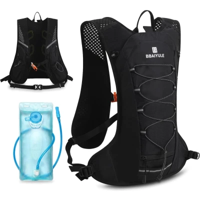 Afbeelding van Drinkrugzak met drinkzak, 2 liter, BPA vrij, ultralicht, fietsrugzak voor skiën, hardlopen, wandelen, fietsen, verstelbaar, rugzak drinksysteem, fietsen en trailrunning,