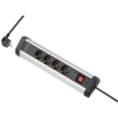 Afbeelding van Sygonix SY 5145336 Stekkerdoos Zwart, Zilver Randaarde stekker 1 stuk(s)