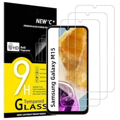 Afbeelding van NEW&#039;C 3 Stuks, Screen Protector voor Samsung Galaxy M15 5G, Gehard Glass Schermbeschermer Film 0.33 mm ultra transparant, resistent