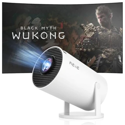 Afbeelding van Reiie HY300PRO projector 4K 1080P Ondersteuning, draagbare wifi, 180 draaibare buitenfilmprojector compatibel met telefoon (wit)