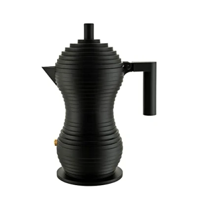 Afbeelding van Alessi Pulcina MDL02/1 BB Design espresso koffiezetapparaat, gegoten aluminium met handvat en knop van PA, 1 kopje, zwart
