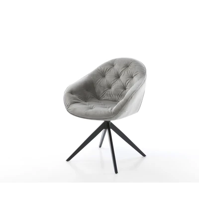 Afbeelding van DELIFE Draaistoel Gaio Flex fluweel grijs kruisframe breed zwart 360 draaibaar rocker functie
