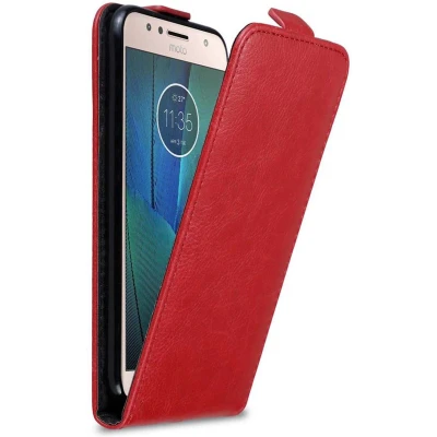 Afbeelding van Cadorabo Hoesje geschikt voor Motorola MOTO G5S PLUS in APPEL ROOD Beschermhoes Flip Case Cover magnetische sluiting