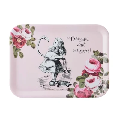 Afbeelding van Mikasa en het V&amp;A dienblad, groot melamine dienblad voor drankjes middagthee, Alice in Wonderland collectie, 43 cm x 32 cm, perfect om cadeau te geven