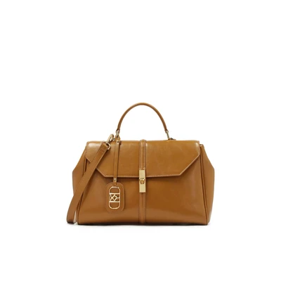 Afbeelding van Brown leather handbag with elegant clasp
