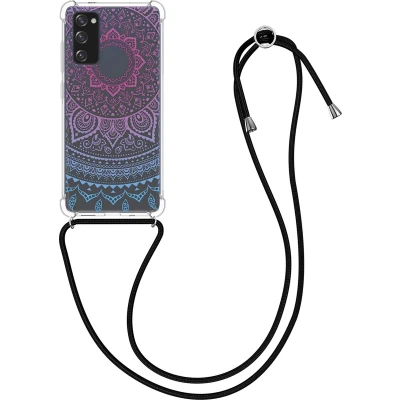 Afbeelding van kwmobile telefoonhoesje geschikt voor Samsung Galaxy S20 FE Hoesje met telefoonkoord Back cover smartphone Case in blauw / roze transparant